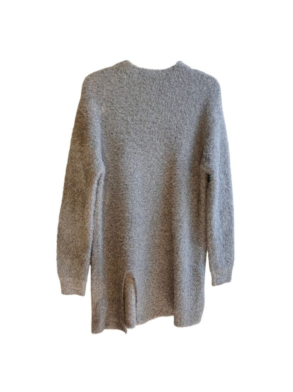 HYFVE Tunic Furry Knit Crew Neck Front Slit Sweater Size L